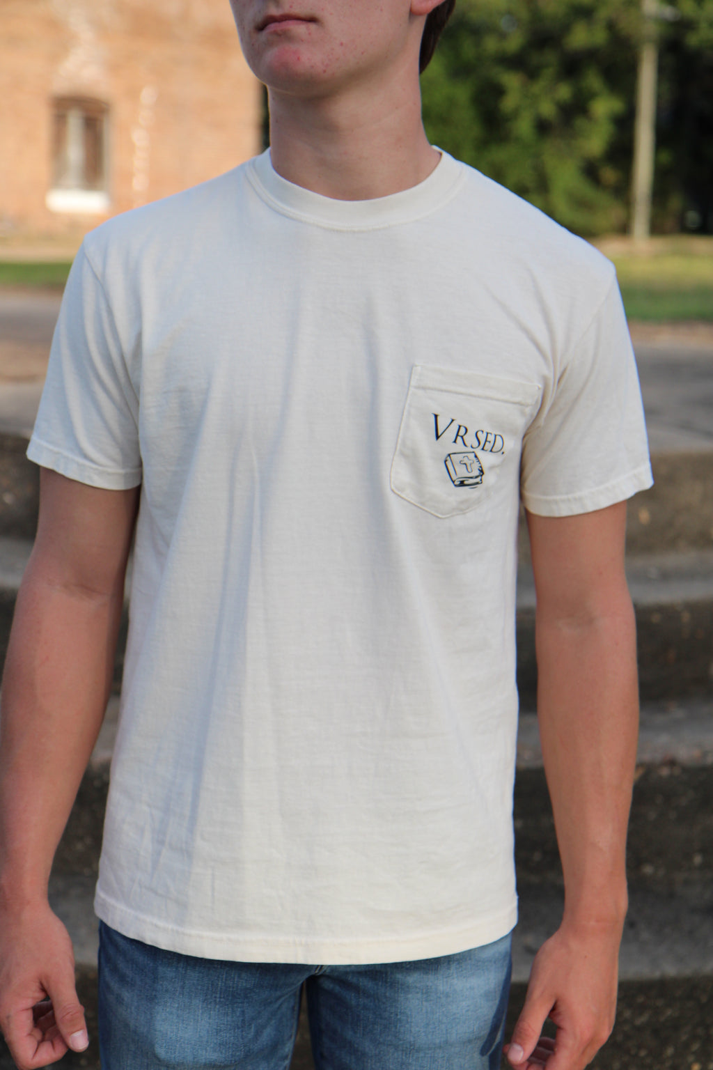 John 14:6/Romans 6:23 Ivory Pocket Tee