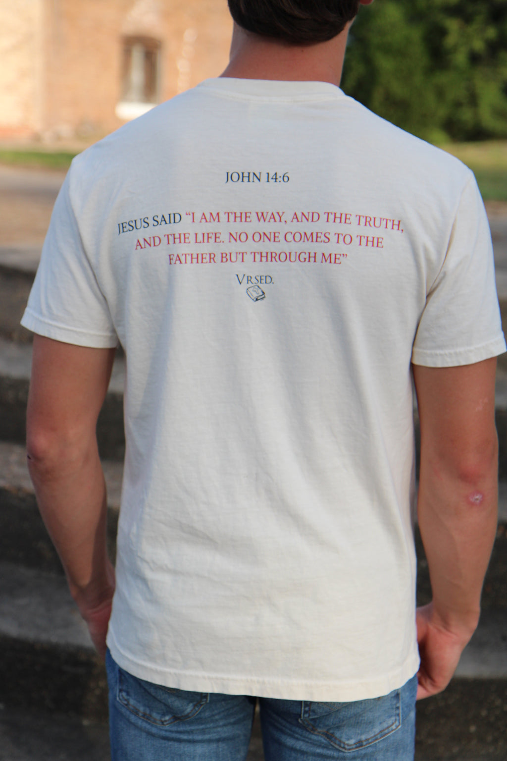 John 14:6/Romans 6:23 Ivory Pocket Tee