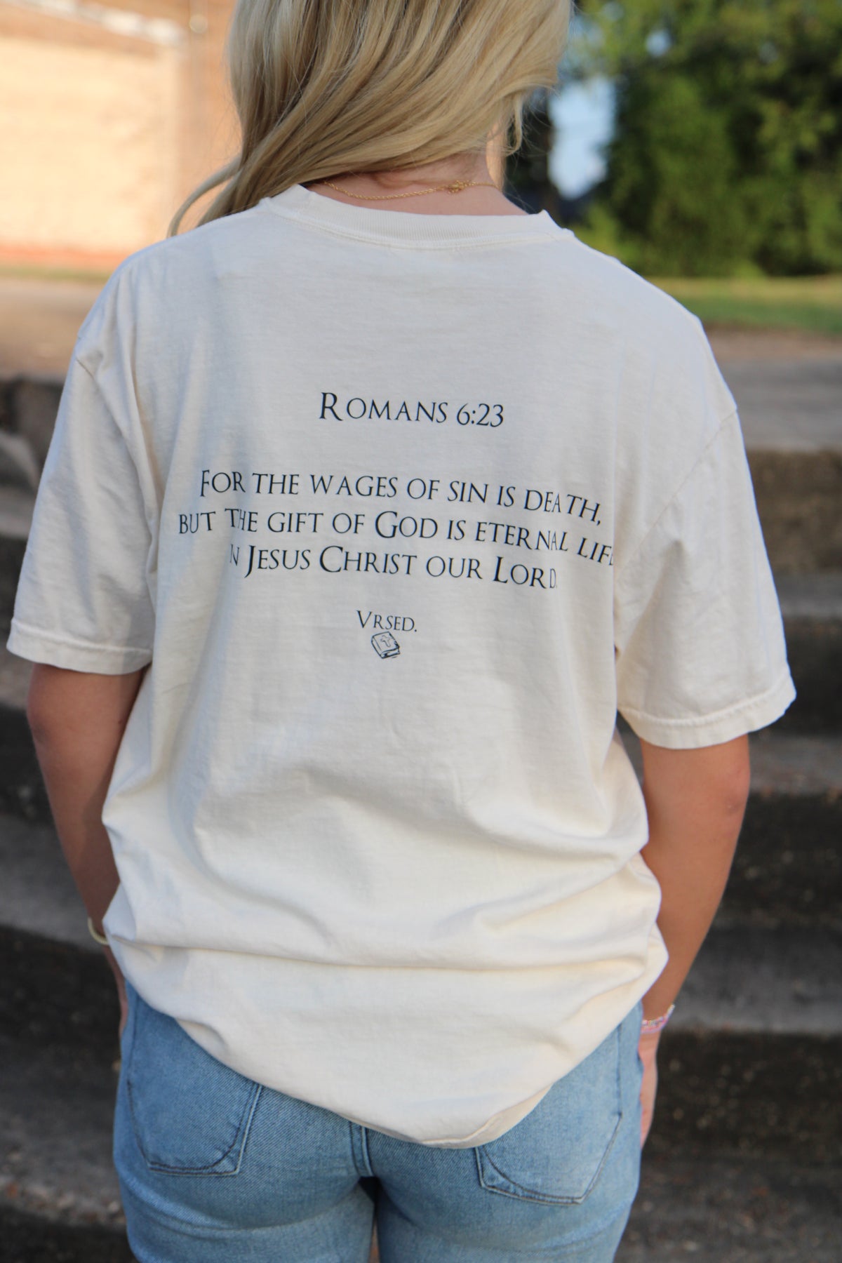 John 14:6/Romans 6:23 Ivory Pocket Tee